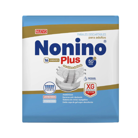 PAÑAL ANATOMICO ELASTIZADO ADULTO NONINO PLUS XG ( + 75KG) x 16unidades x 5 paquetes