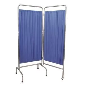 BIOMBO DE ACERO CROMADO 2 HOJAS CON TELA VINILICA LAVABLE