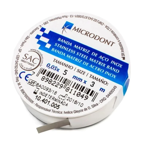 Banda Matriz De Acero DE 0.05 x 5mm x 3mts MICRODONT