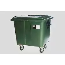 Contenedor de 1000L con Cuatro Ruedas y Tapa Rebatible Color Verde