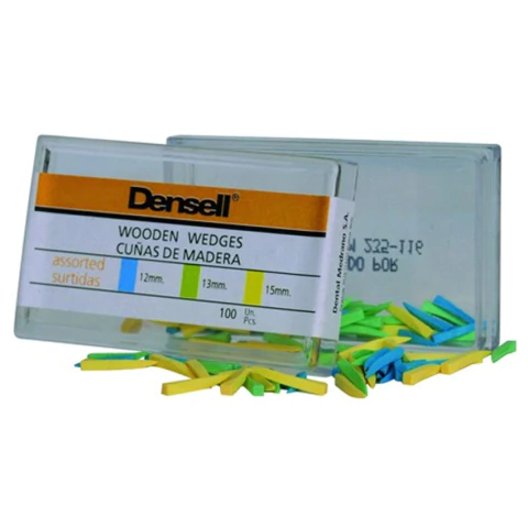 Cuñas de madera, caja x 100u surtidas. DENSELL