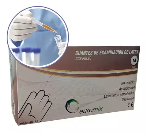 Guantes examen latex talla M (medium) cajonx 1000u EUROMIX - comprar online