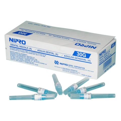 AGUJAS ODONTOLOGICAS 30G 7/8 x 21mm (Cortas) Caja x 100u NIPRO