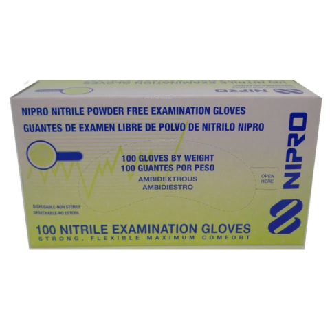 Guantes examen de nitrilo "Negros" caja x 100U Talla M (MEDIUM) NIPRO