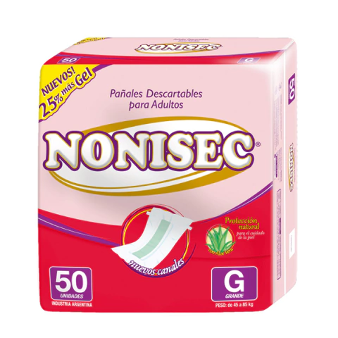 PAÑALES ADULTOS RECTO CON GEL GRANDE X 50 PADS X 2 PAQ.