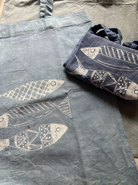 Tote Bag Teñida Peces