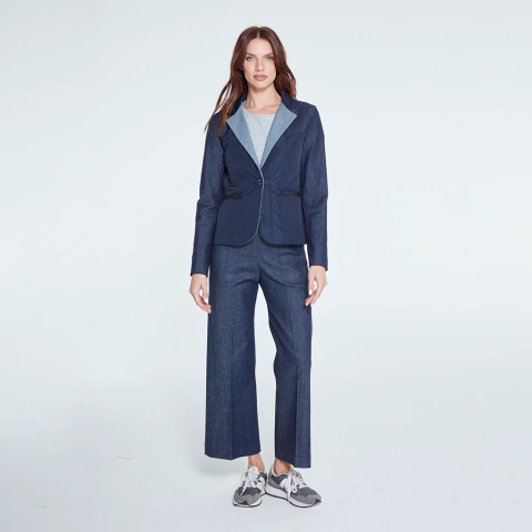 BLAZER MUNA JEAN AZUL Y SIRE AZUL CON CIERRE