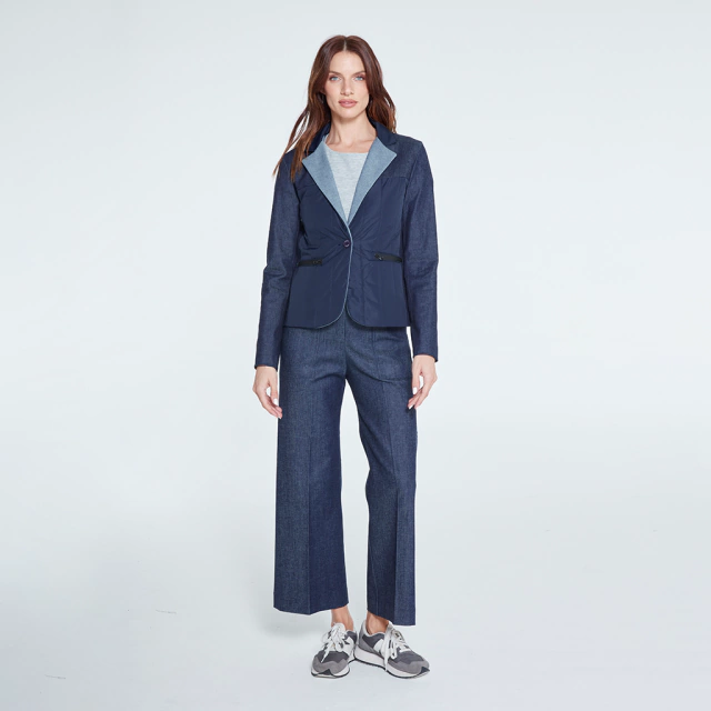 Blazer Muna jean azul y sire azul con cierre