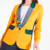 Imagen de BLAZER BRUNETTA CUELLO SMOCKING EN PIQUE AMARILLO & JEAN & PIQUE VERDE CON MICROTUL AZUL