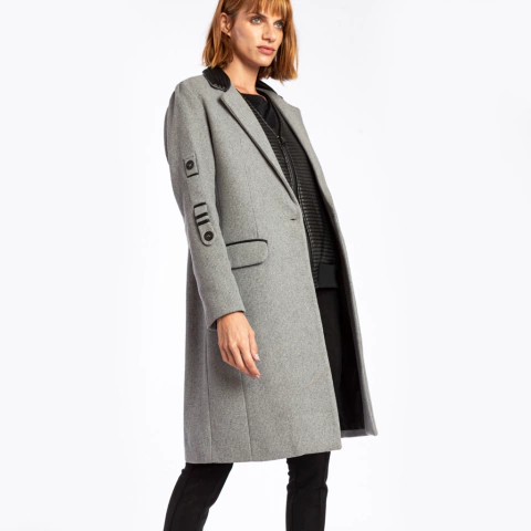 ABRIGO JOSEFA GRIS CON NEGRO