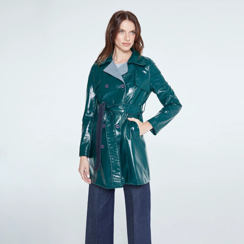 TRENCH GIORGIO ACHAROLADO VERDE Y JEAN