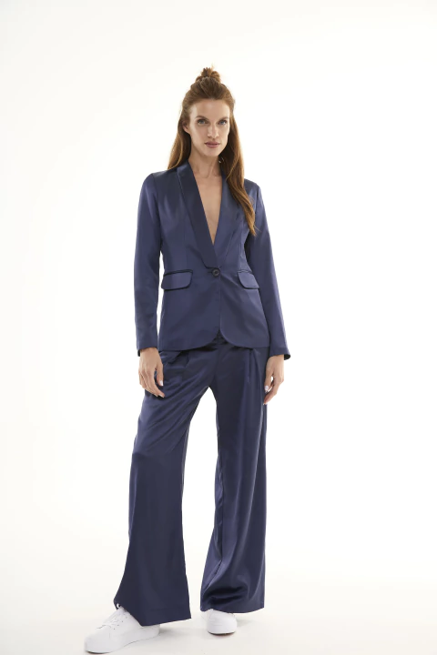 PANTALON VALENCIANO SATEN AZUL - comprar online