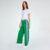 PANTALÓN FILIPPA EN PIQUE VERDE BENETTON CON RECORTE JEAN DEL REVES