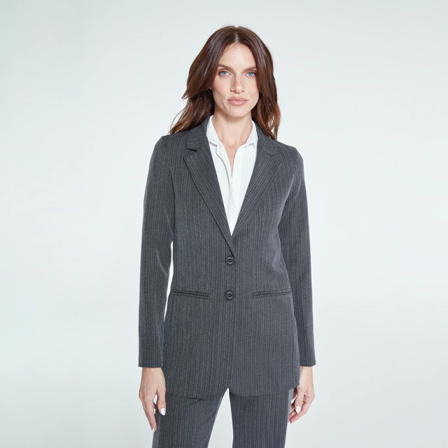 Blazer Sophia en sastrería tizada gris oscura