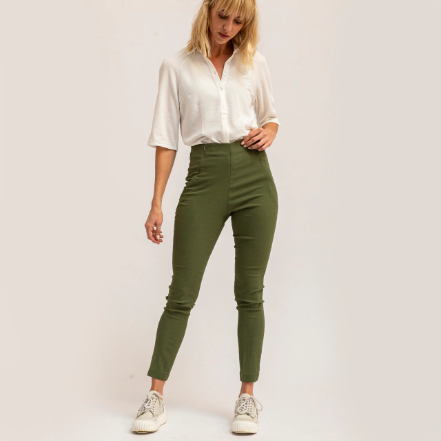 Pantalón mare bengalina verde militar tipo lino