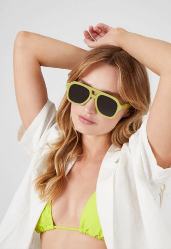 Anteojos De Sol Forever 21 Importado Usa Rectángulo Retro Negro Verde Verde Aviador Retro