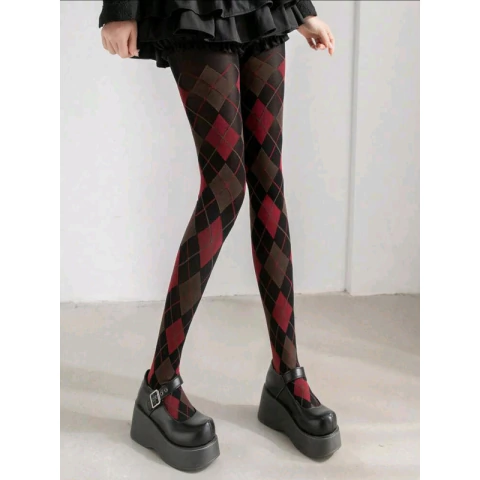 Medias Panty Cancan Importadas Rombos College Escoces Grunge