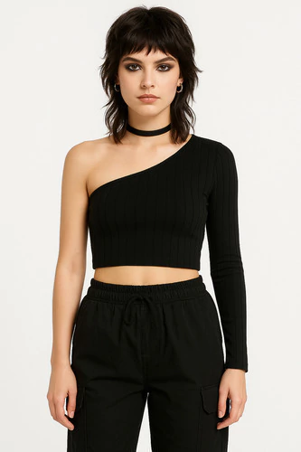 Crop Top Asimétrico Canalé