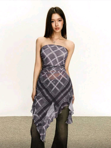 Top Asimétrico Noche Importado Volados Fiesta Aesthetic S Multicolor