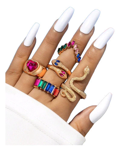 Set Anillos Importados Chunky Formas Shein Aesthetic Y2k Dorado 1.8