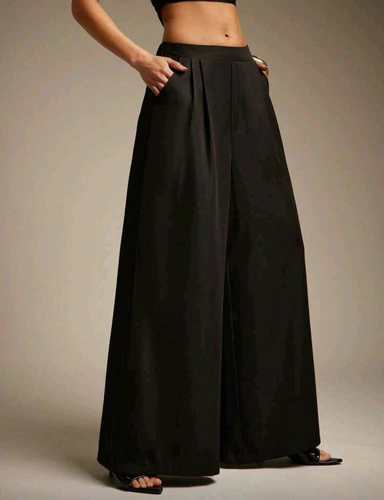 Pantalón Sastrero Shein Importado Aesthetic Tendencia Ancho Negro Liso M