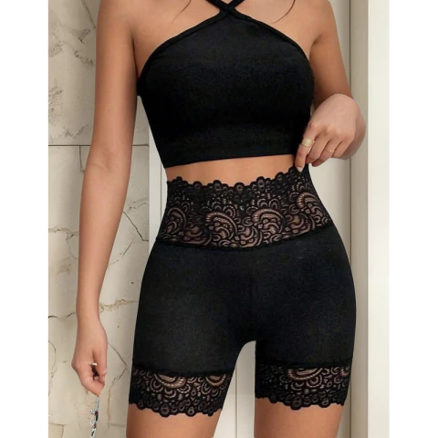 Biker Short Encaje Grunge Y2k