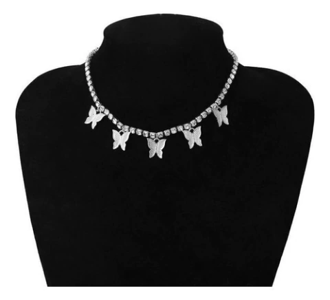 Collar Gargantilla Strass Mariposas