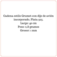 Cadena Grumet con Avión Plata - Joyas MG Plata y Oro