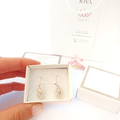 Aros Argolla fina con Girasol. Plata y Oro - Joyas MG Plata y Oro