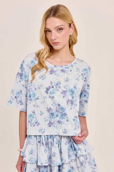 Remera Aimee Print Aqua - comprar online