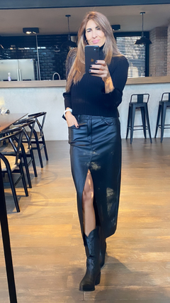 FALDA MIDI LEATHER