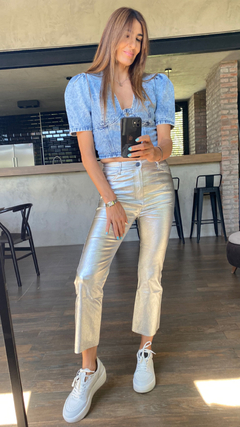 PANTALON LEONI METALIC PLATA