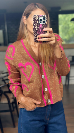 CARDIGAN RETRO CUORE FUCSIA - MANDA MALARA