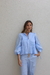 top celeste de poplin de algodón