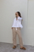 pantalon beige de poplin de algodón