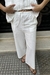 pantalon simil lino blanco