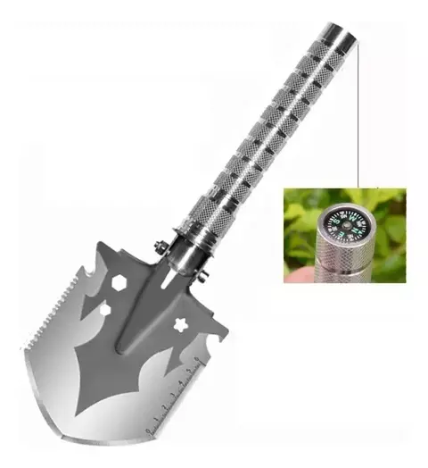Pala Plegable Con Funda Brújula Abridor Camping Pesca