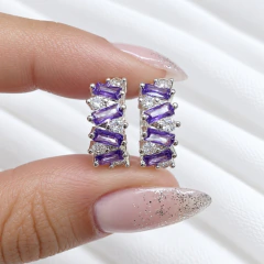 AROS CLIP 1.5CM CUBIC STRASS BARRITA BRONCE BAÑO BLANCO - tienda online