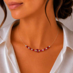 COLLAR TANZA Y CRISTALES ACERO BLANCO 45CM + 5CM en internet
