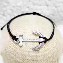 PULSERA HILO NEGRO ANCLA KJP FUNDICION - comprar online