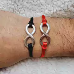 PULSERA HILO DE SEDA INFINITO FUNDICION ROJO