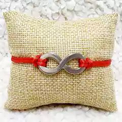 PULSERA HILO DE SEDA INFINITO FUNDICION ROJO - comprar online