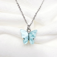 CADENA FINA ACERO DIJE MARIPOSA TIPO NACAR - ACERO Y ALGO MAS