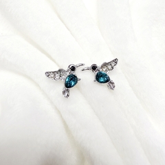 AROS MINI COLIBRI PLATEADO STRASS CUBIC - ACERO Y ALGO MAS