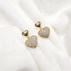 AROS COLGANTE DOBLE CORAZON MICROPAVE BAÑO DORADO - comprar online
