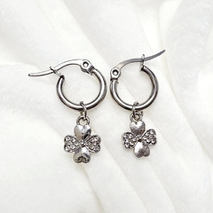 AROS CUBANOS ACERO DIJE STRASS MINI TREBOL - comprar online
