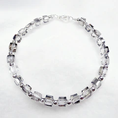 PULSERA CRISTALES CUBO 5MM ACERO BLANCO - comprar online