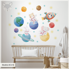 Astronaut Animals in Space Kids Wall Decal- Modelo ACU18 - Little Dreamer Deco - vinilos decorativos infantiles
