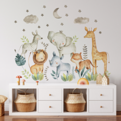 Watercolor Jungle Animals Kids Wall Decal- ACU01 - buy online