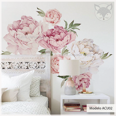 Vinilo decorativo floral de peonías rosas ACU02 - comprar online